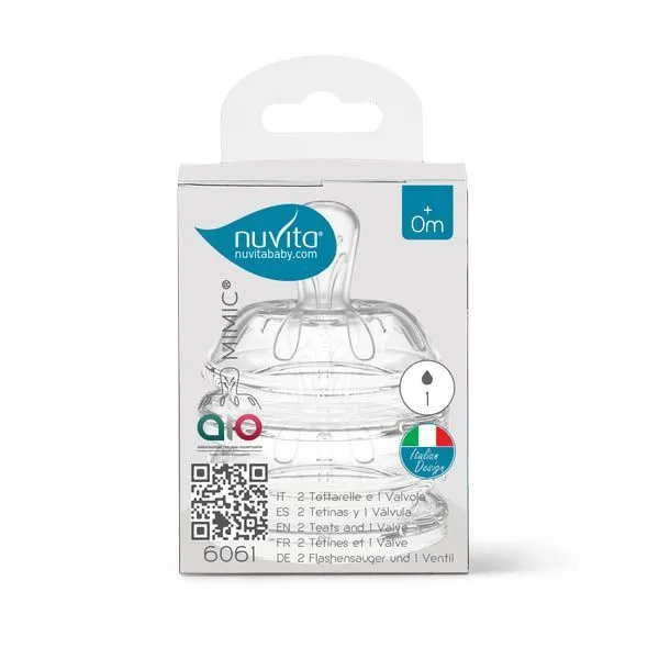 Соска для бутылочек Nuvita силиконовая 6061 Teats Flow 1, 2 шт NU-ALMB0010
