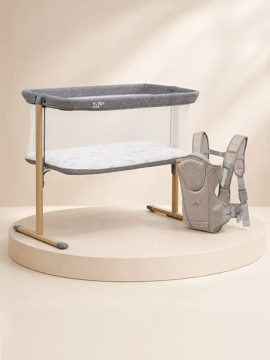 Набор: Колыбель Tutti Bambini ZiZee Oak/Charcoal + Рюкзак Fiorellino beige mesh