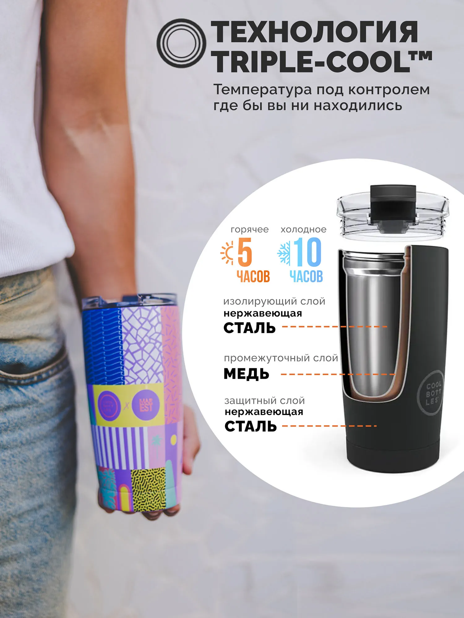Термокружка Cool Bottles Tumbler Antonyo Marest René 550 мл CBT55REN