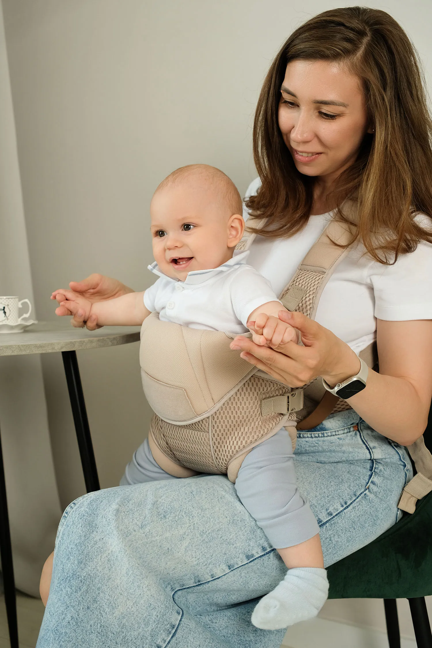 Рюкзак переноска Fiorellino beige mesh BC1847