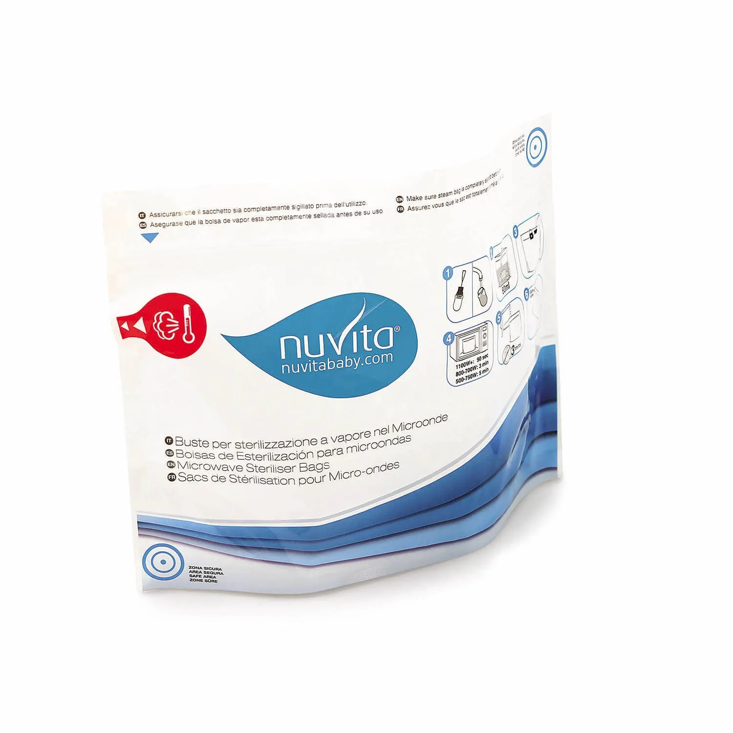 Пакеты для стерилизации в микроволновой печи Nuvita 1087 Microwave steam sterilizer bags, 5 шт NU-ALST0008