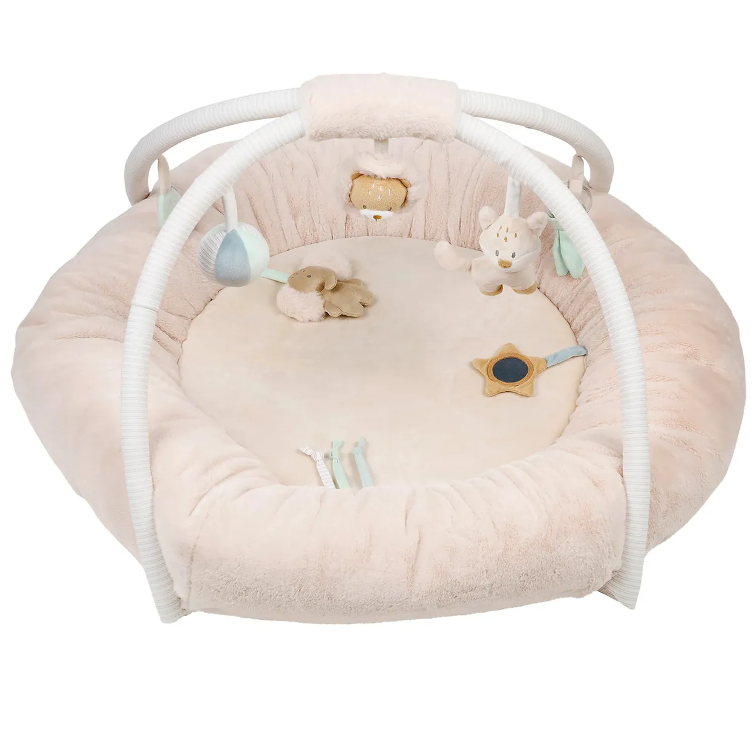 Коврик детский игровой круглый Nattou FLO, ERNEST & OLI Лиса, Лев и Слоник с арками 682244