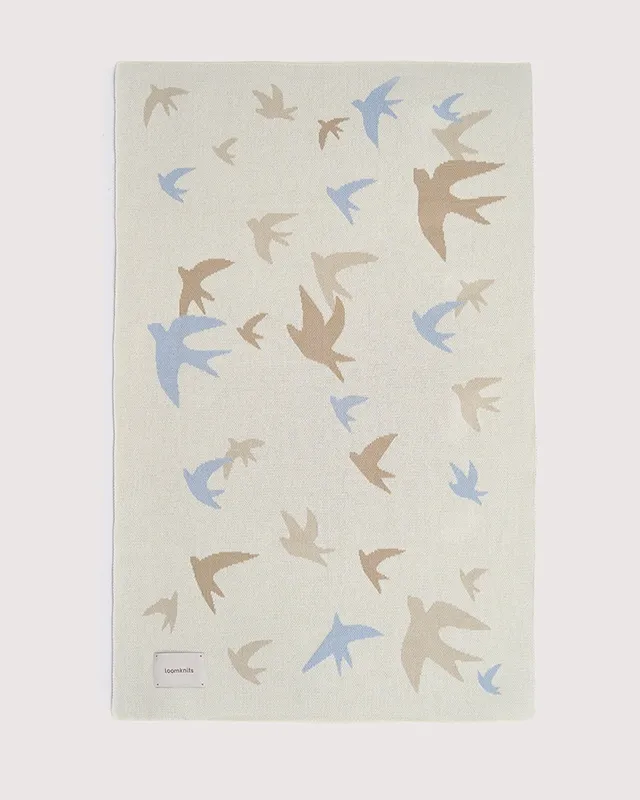 Плед детский 80х120 см LoomKnits Экрю Птицы