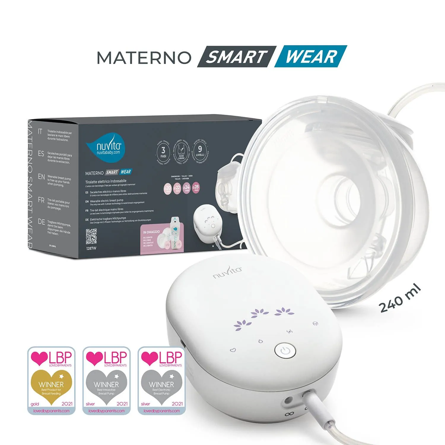 Молокоотсос Nuvita трехфазный портативный электрический  1287W Materno Smart Wear NU-ALTL0057