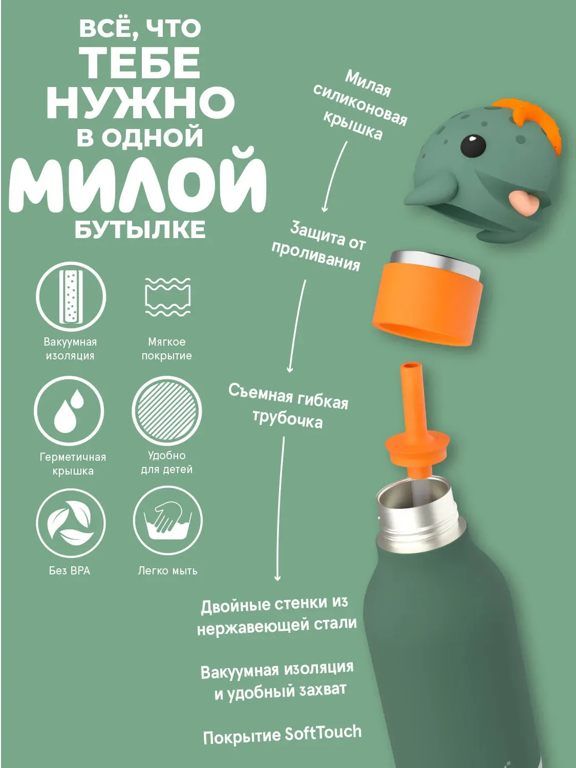 Бутылка Asobu для холодных и горячих напитков Bestie 460 мл