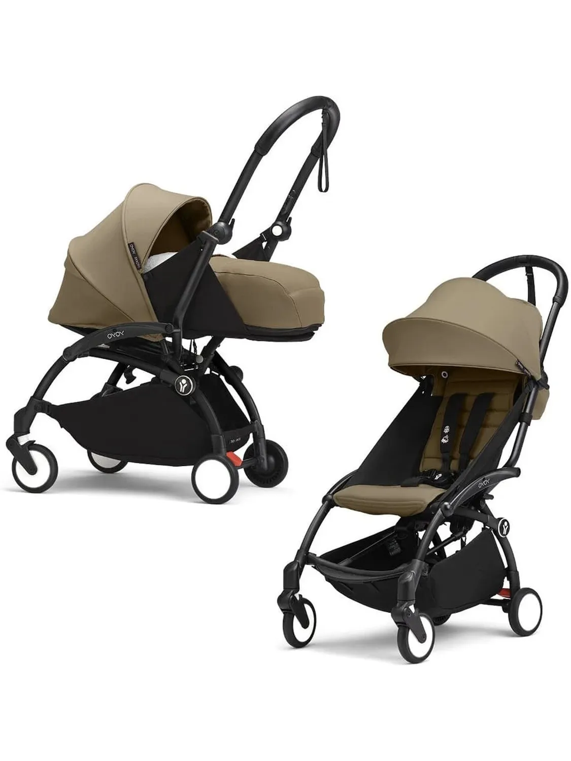 Коляска 2 в 1 Stokke YOYO3, кофейный (toffee), рама черная, люлька мягкая. Изображение 1