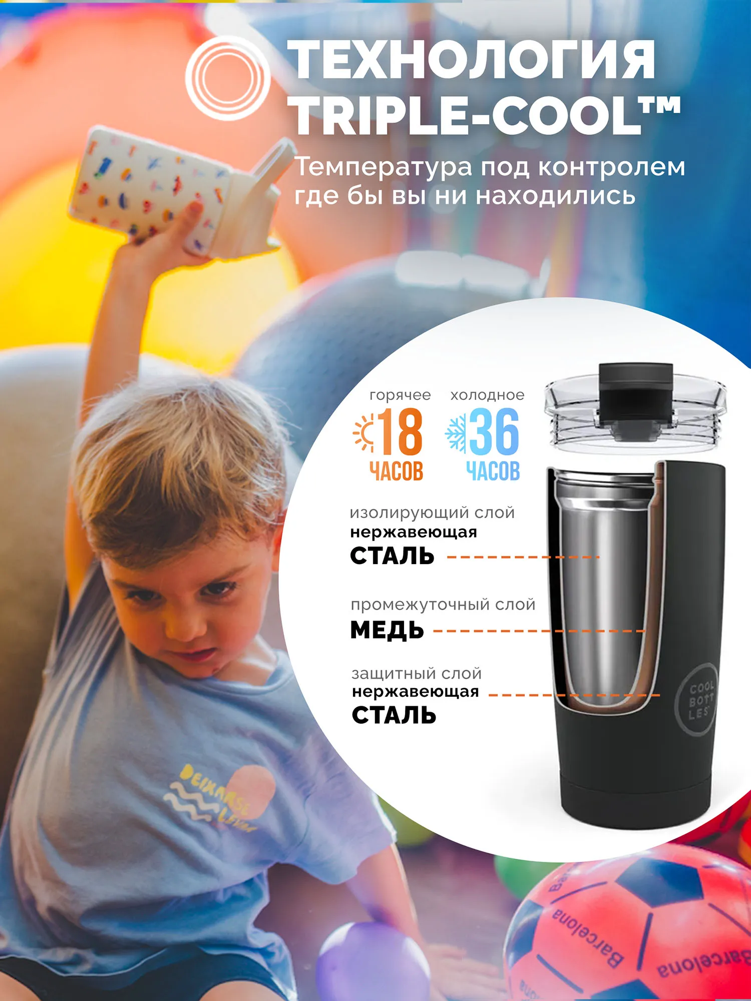 Термос-термобутылка Cool Bottles Kiddie Little Wheels 350 мл
