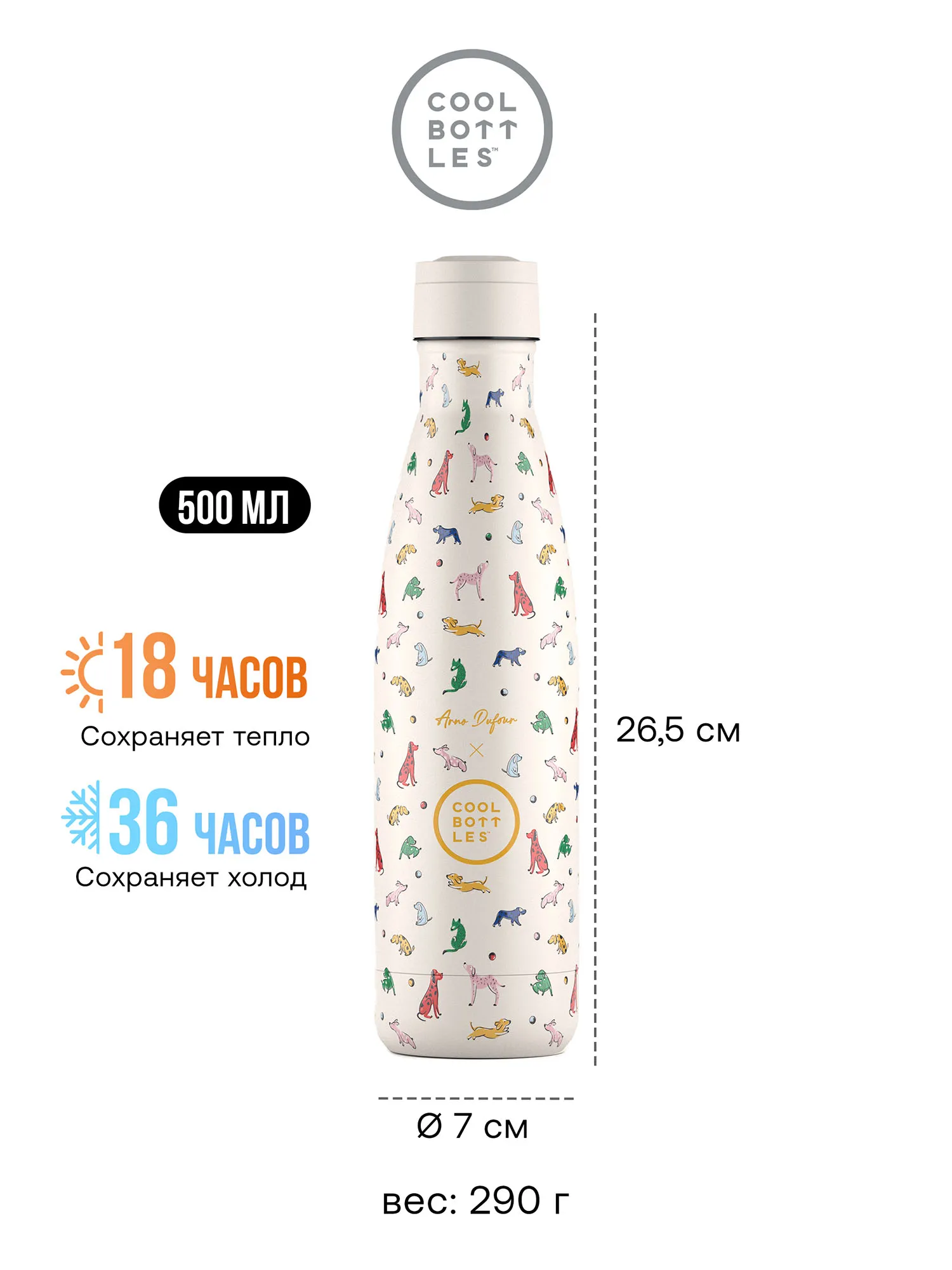 Термос-термобутылка Cool Bottles Arno Dufour Doggie Party 500 мл
