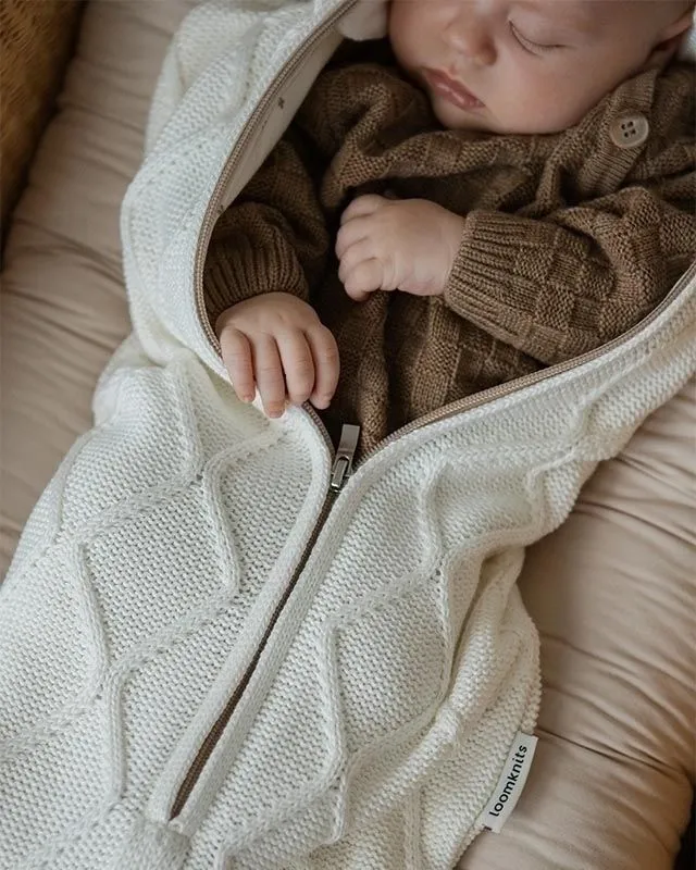 Кокон детский LoomKnits Oliver вязаный Кремовый