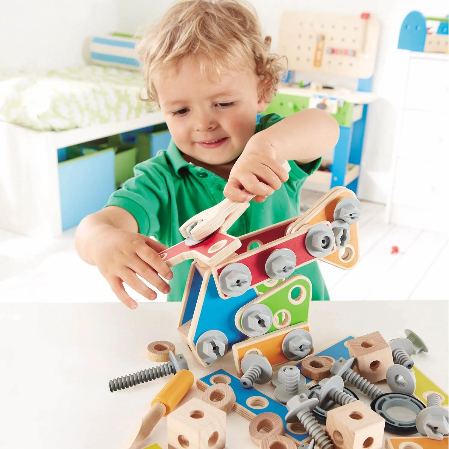 Конструктор детский HAPE Мастер 62 элемента, деревянный E3081_HP