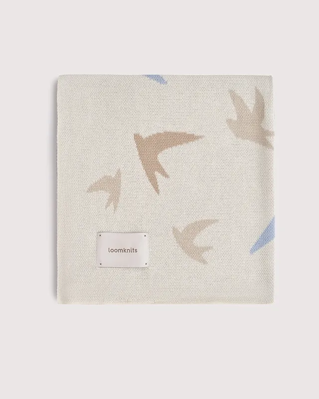 Плед детский 80х120 см LoomKnits Экрю Птицы