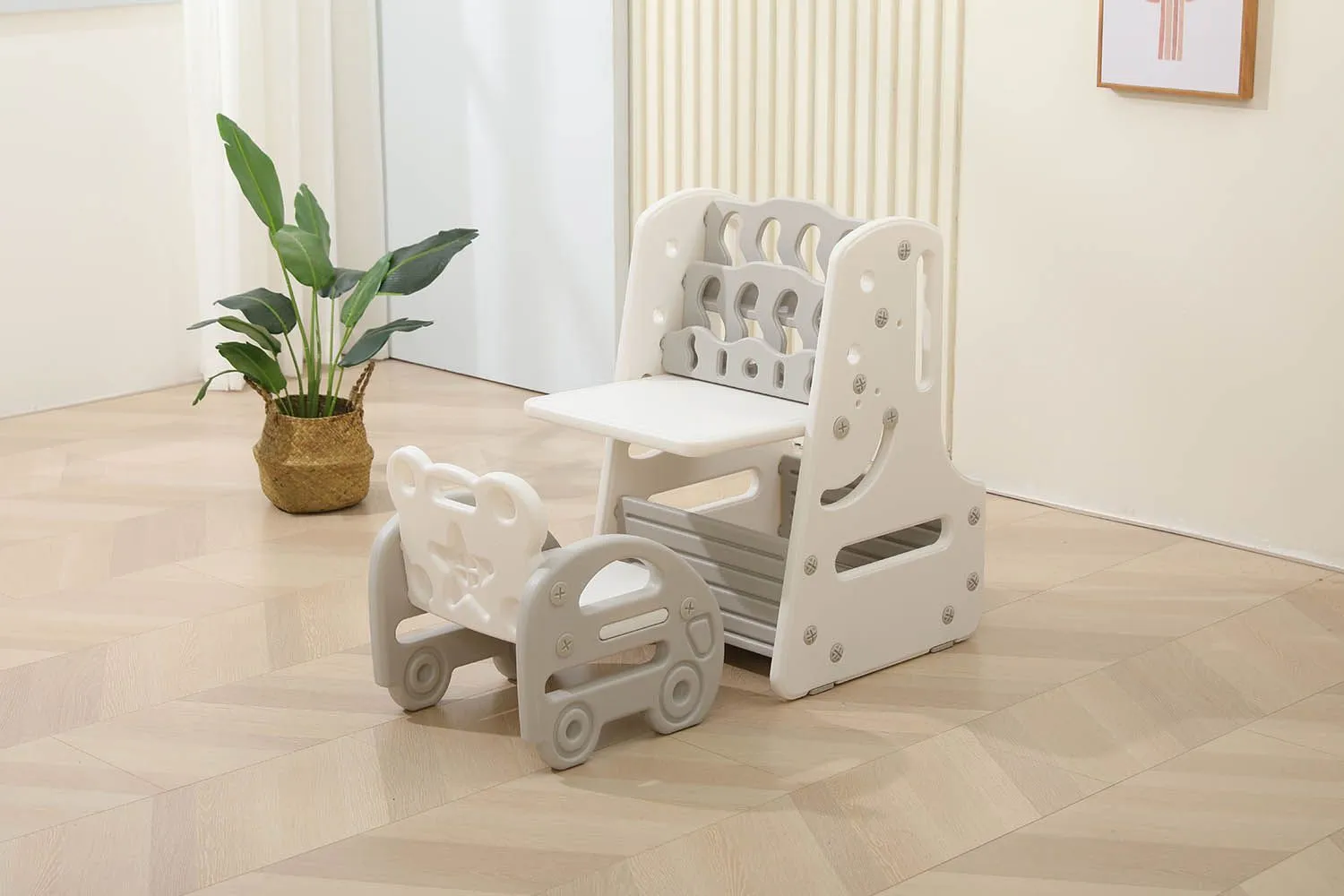 Стол трансформер детский 3 в 1 UNIX Kids Grey со стульчиком PPT3IN1GRY