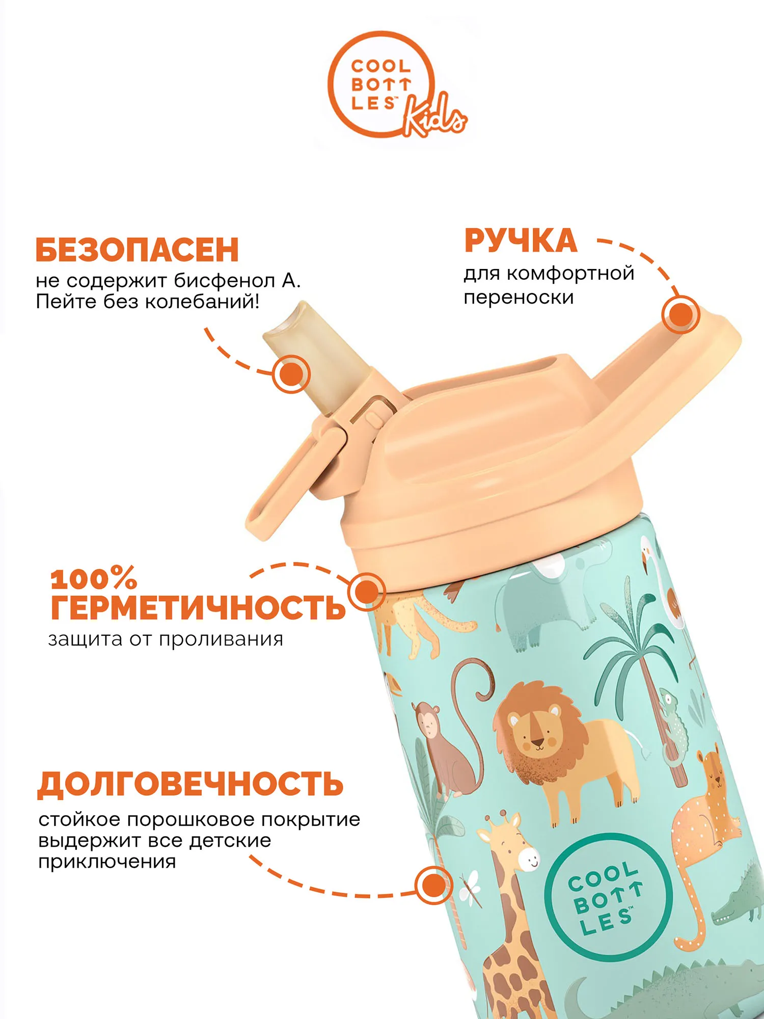 Термос-термобутылка Cool Bottles Kiddie Wild Crew 350 мл