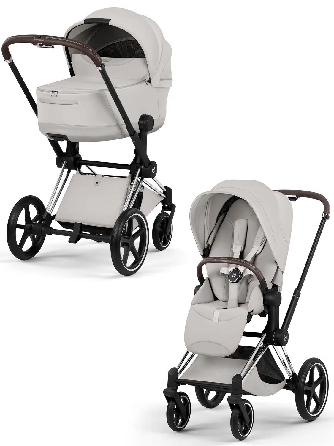 Коляска 2 в 1 Cybex Priam Style шасси Chrome Brown
