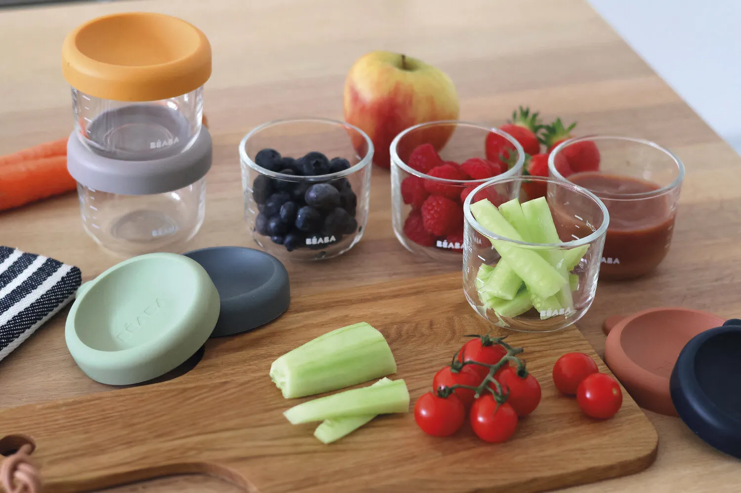 Набор контейнеров Beaba стеклянных, с крышкой (6 шт) 150мл, для хранения продуктов