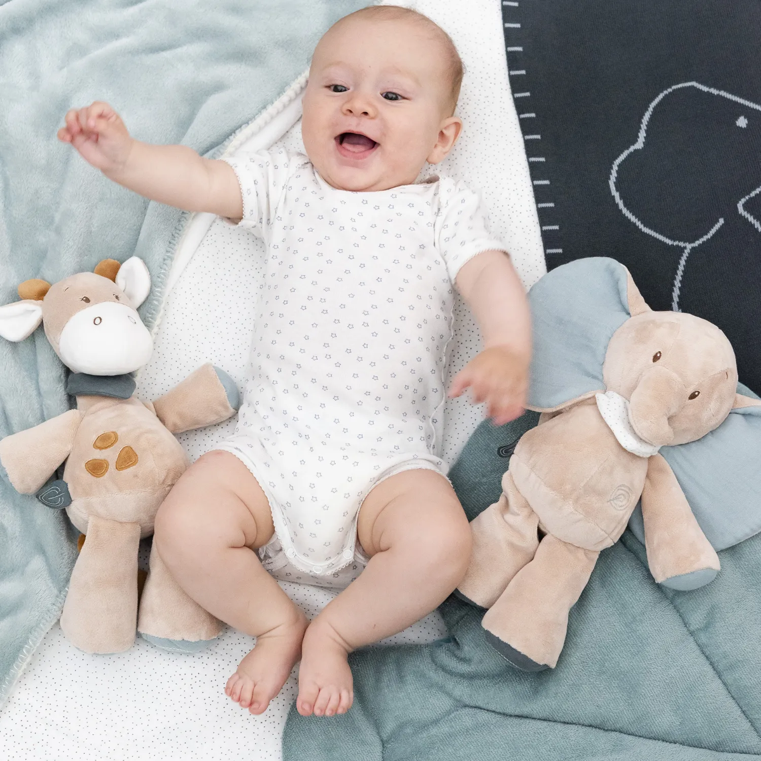 Игрушка мягкая Nattou Rattle Luna & Axel Слоник 748186