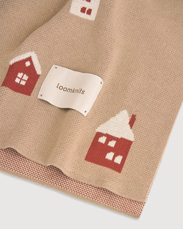 Плед детский 80х120 см LoomKnits Капучино Домики