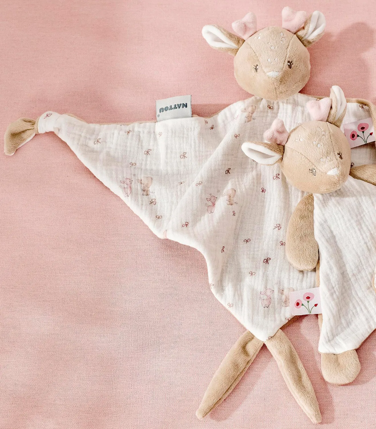 Игрушка мягкая Nattou Doudou большая FANFAN Оленёнок pink 759151