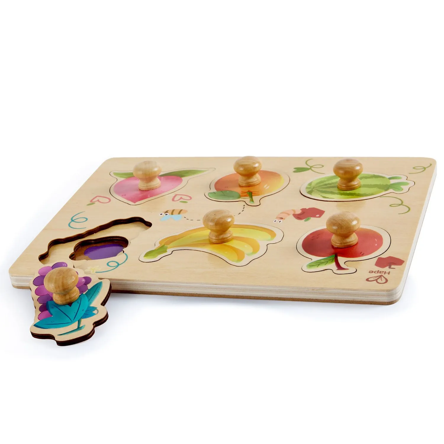 Пазл Hape для детей «Умняша» Фрукты, вкладыши с ручками E1654_HP