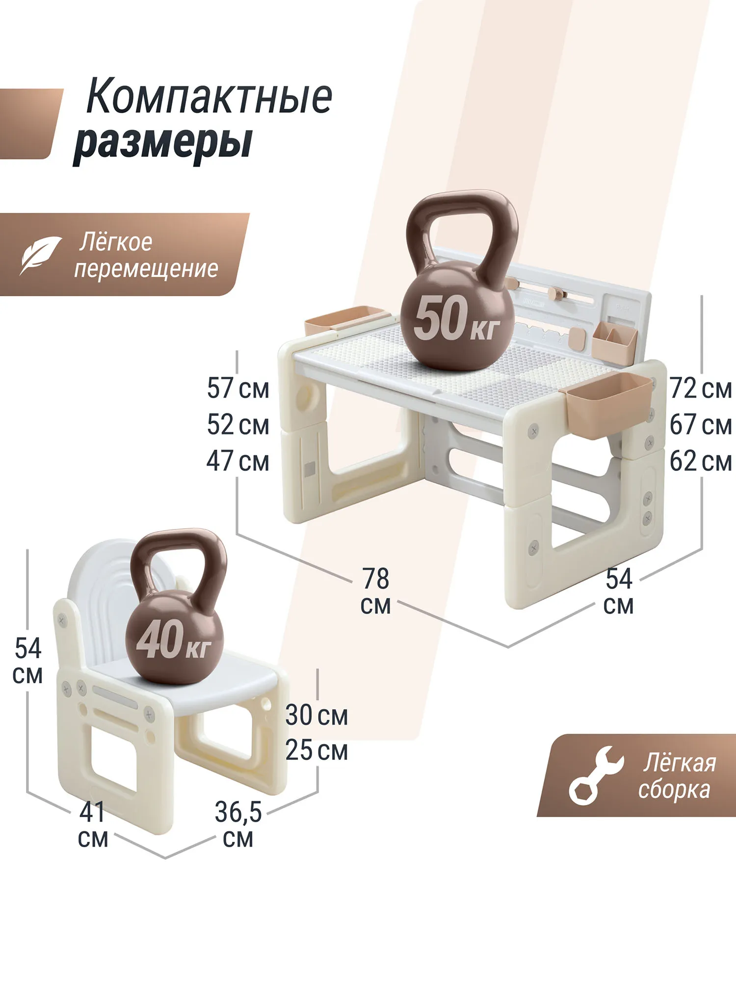 Стол со стульчиком 4 в 1 детский развивающий UNIX Kids Camel PPT4IN1CL Витрина