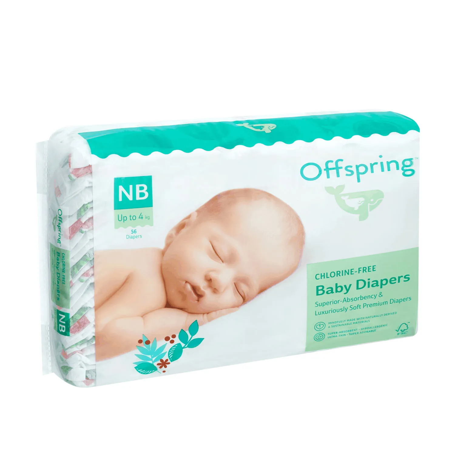 Подгузники Offspring NB 2-4 кг Арбузы 56 шт OF01NB56WML