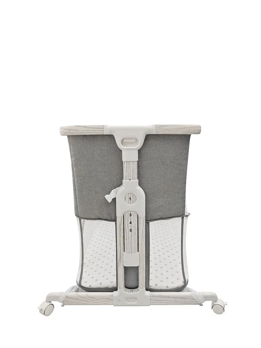 Люлька – колыбель 4 в 1 приставная Fiorellino BSB001, качалка, с колесами, серый (light gray) ПУ