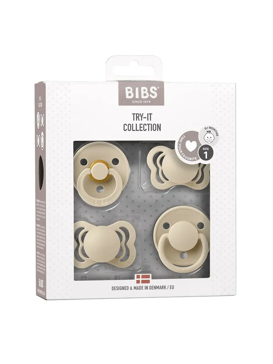 Набор пустышек BIBS Try-it, 4 шт. – Ваниль (Vanilla), 0+ мес. 91344. Изображение 1