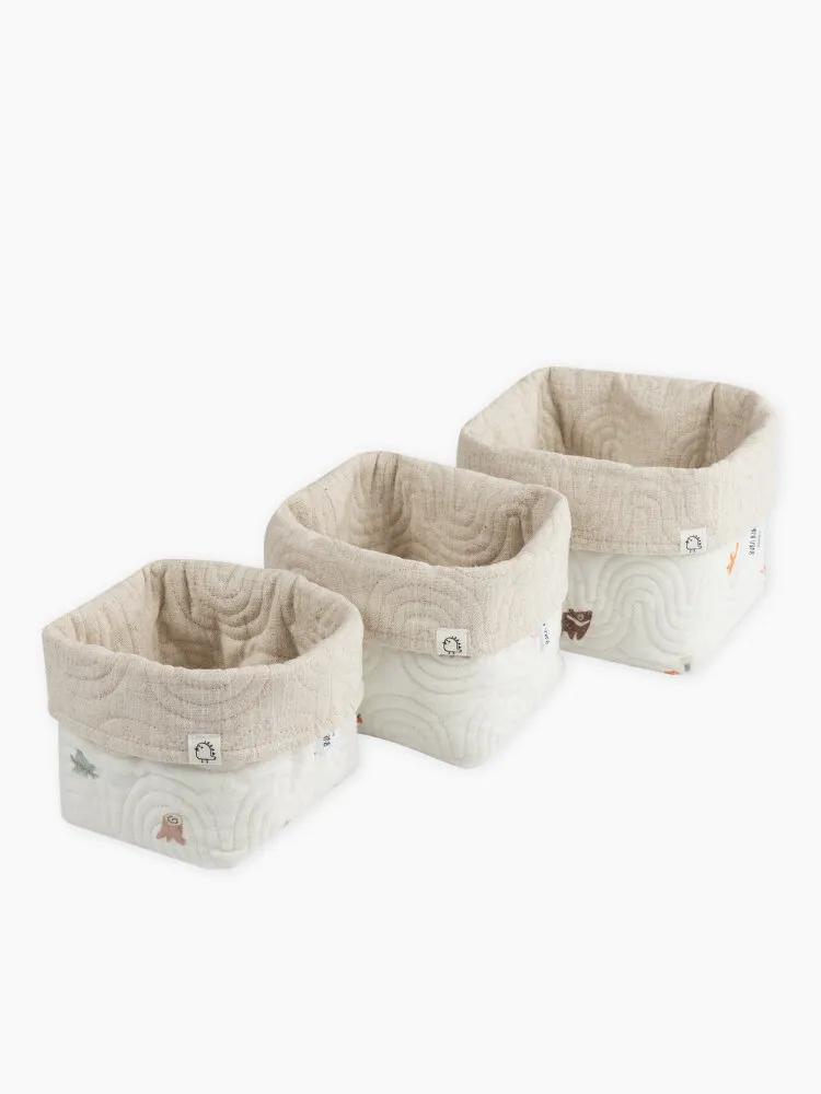 Корзины для хранения BUBA KIDS 3 шт. Заповедный лес/Натуральный BKBASK101. Изображение 1
