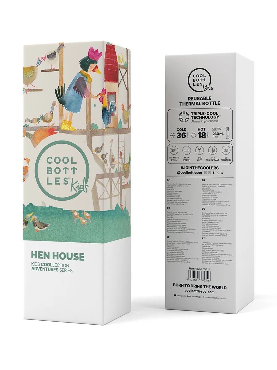 Термос-термобутылка Cool Bottles Kids серия Adventure Hen House 260мл CBBK26HH. Изображение 4