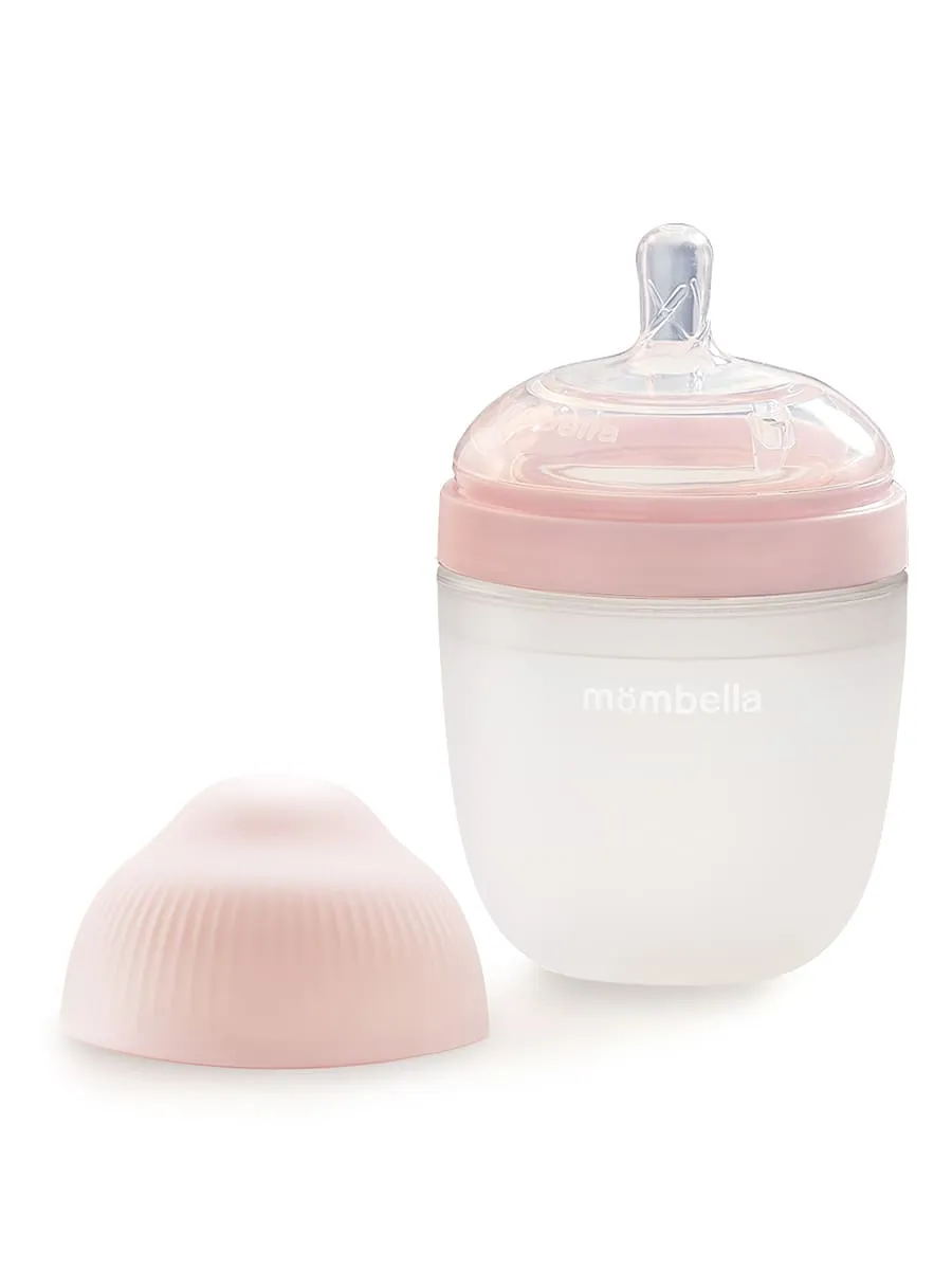 Бутылочка Mombella силиконовая антиколиковая Wide Neck широкая 210 мл розовая 8139. Изображение 1