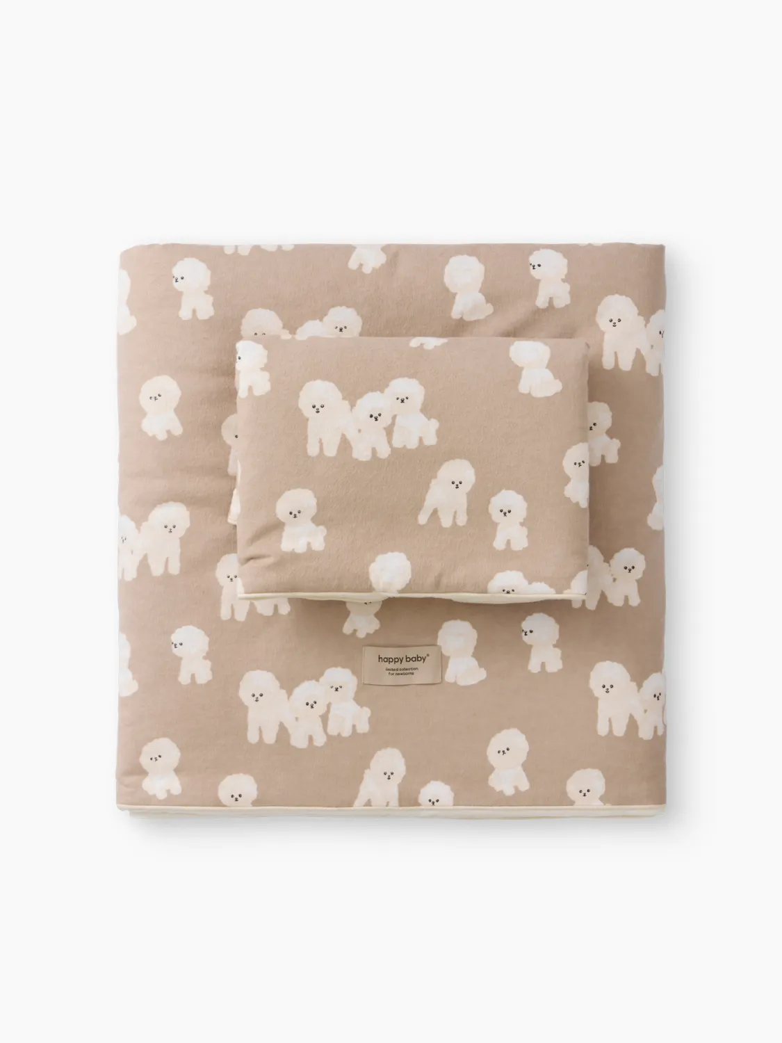 Набор Happy Baby: одеяло (100х100 см) и подушка (60х40 см) для детей бежевый (beige) 87583. Изображение 1