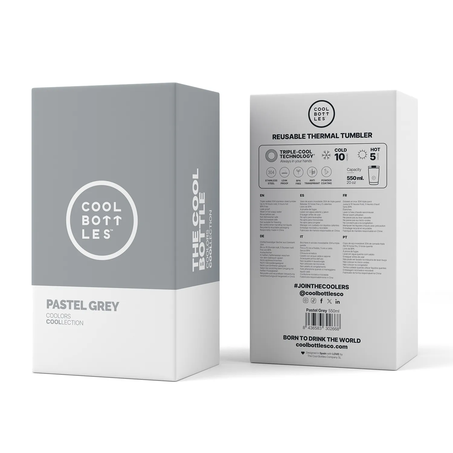 Термокружка Cool Bottles Tumbler Pastel Grey 550 мл CBT55PAY