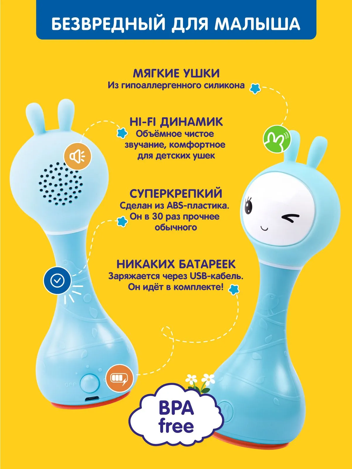 Музыкальная игрушка Alilo Умный зайка R1 Синий трактор 60346