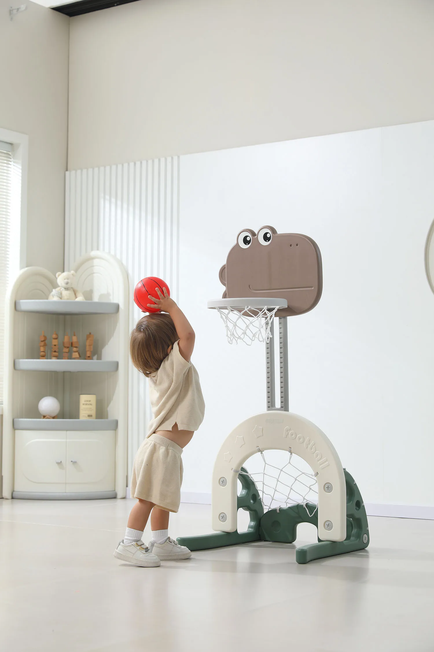 Стойка баскетбольная и хоккейные/футбольные ворота UNIX Kids Dino (3 в 1)