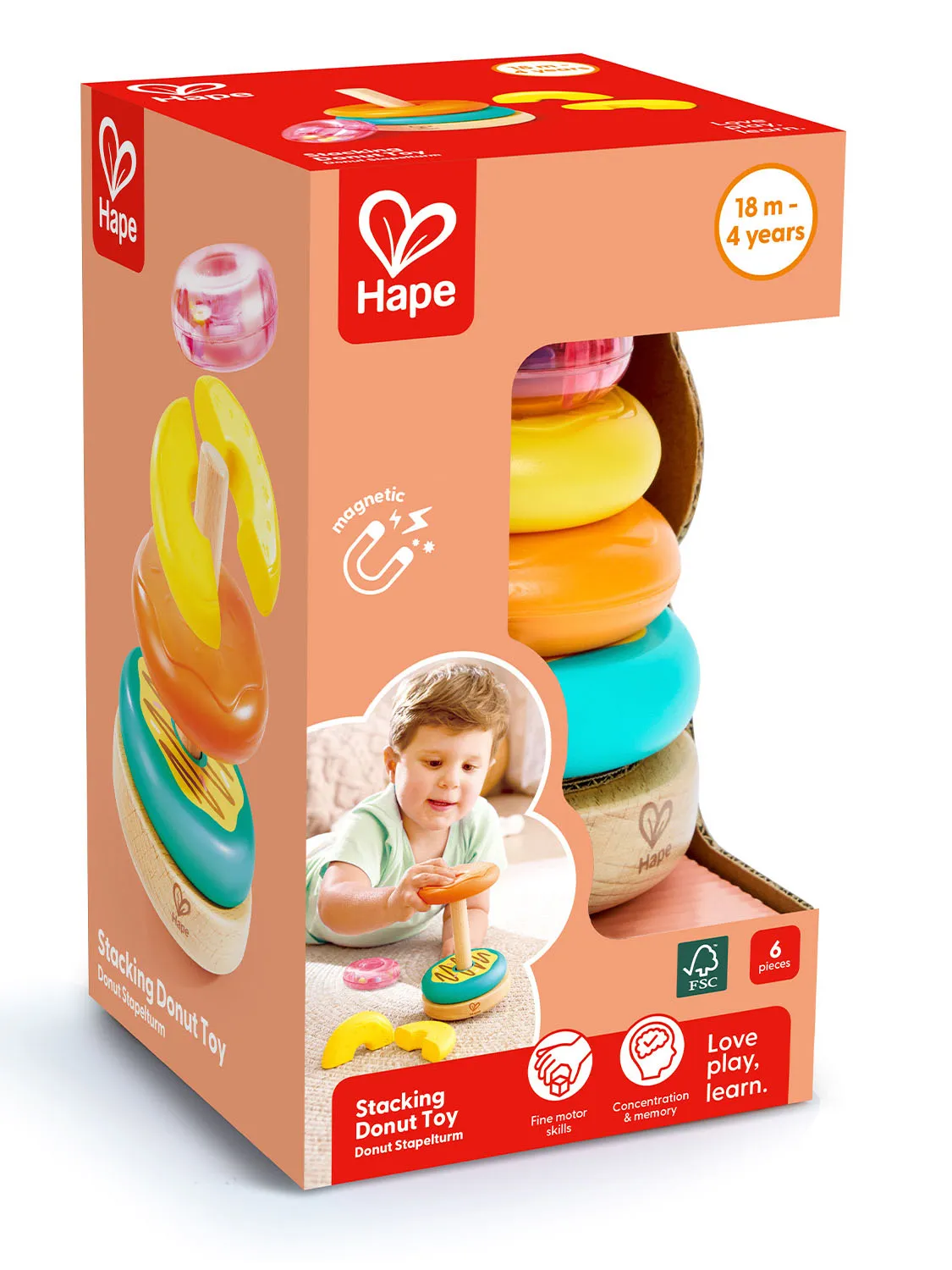 Игрушка развивающая HAPE «Пирамидка» Башня пончиков E0532_HP