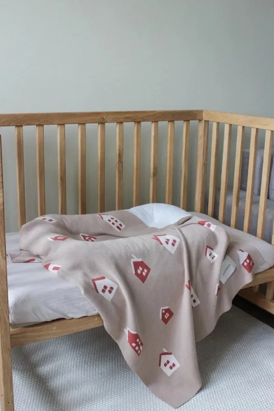 Плед детский 80х120 см LoomKnits Капучино Домики