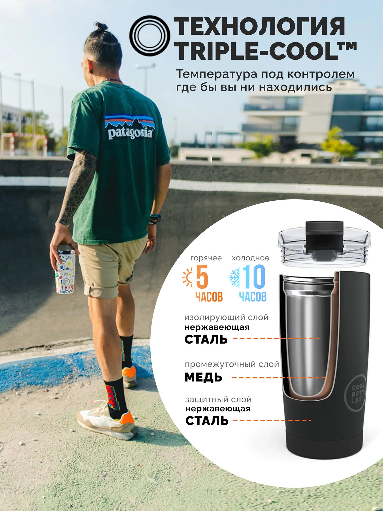 Термокружка Cool Bottles Tumbler Eddie Baehr Good Vibes 550 мл CBT55GVI