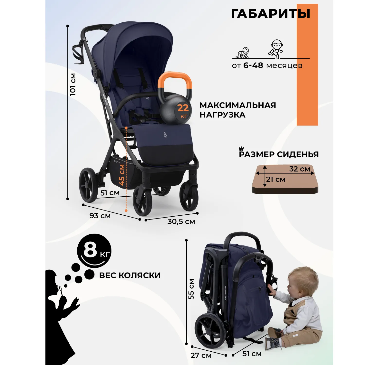 Коляска прогулочная SBL / Sweet Baby Aura Plus Basic