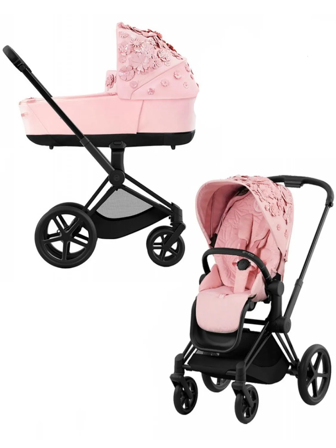 Коляска 2 в 1 Cybex Priam IV FE Simply Flowers Pink