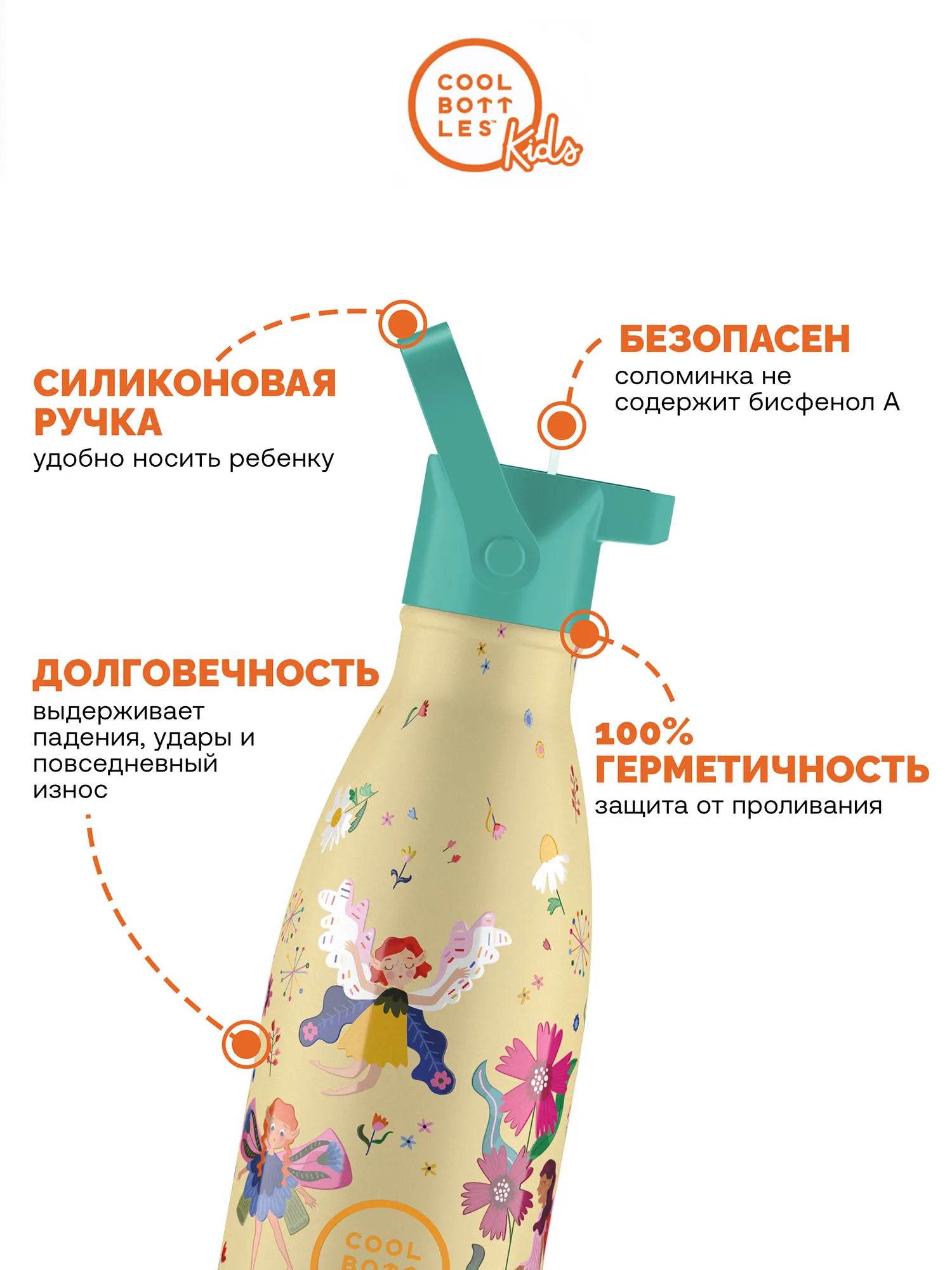 Термос–термобутылка Cool Bottles Kids серия Fantasy Magical Fairies 350 мл