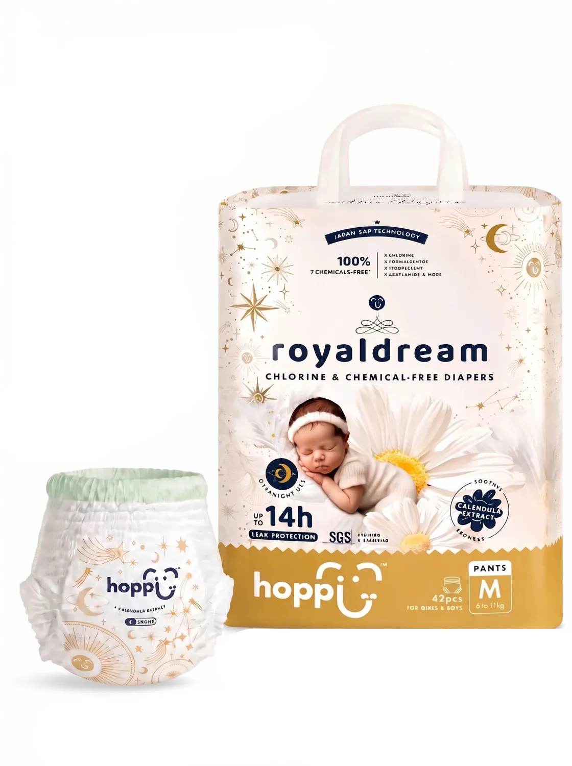 Подгузники трусики Hoppi RoyalDream M 6-11 кг 42 шт