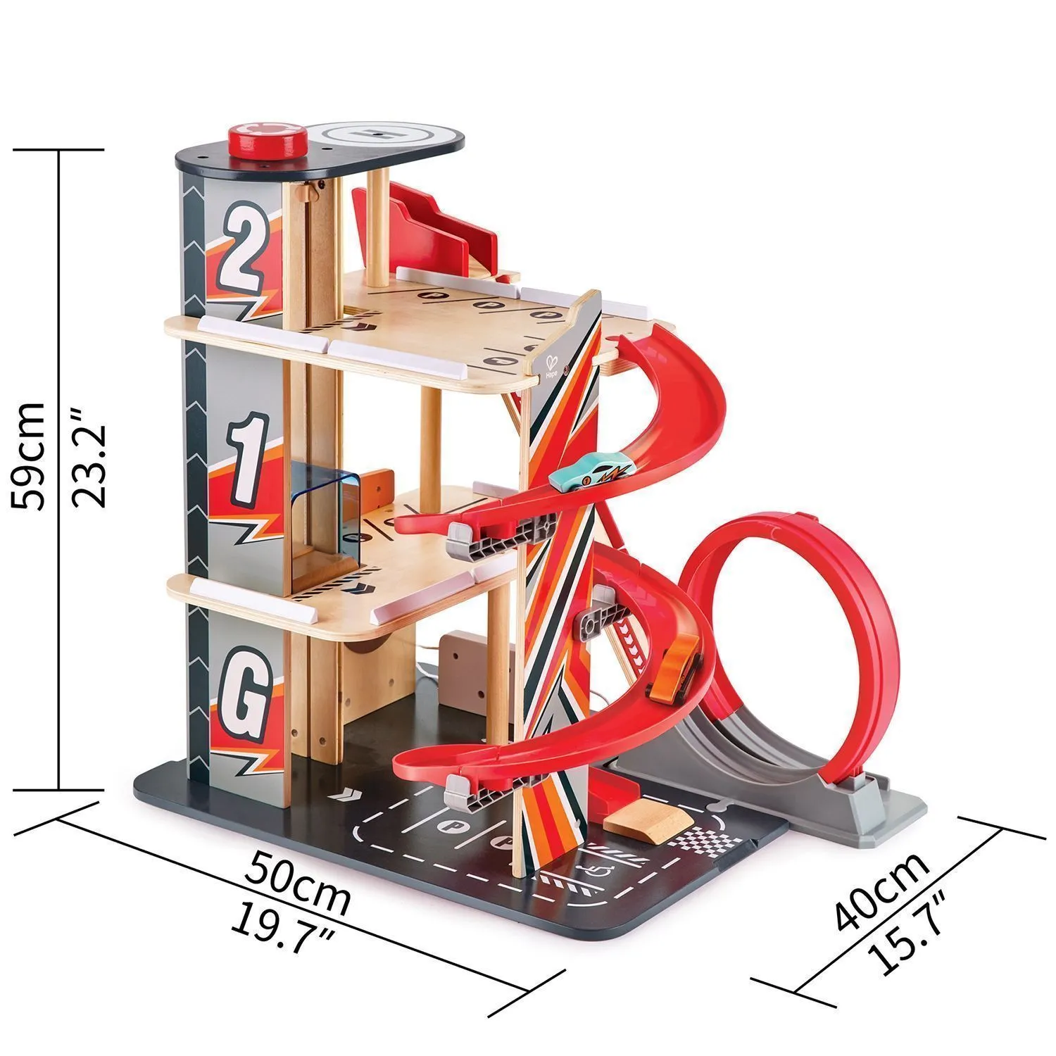 Деревянная многоуровневая автостоянка Hape «Гараж для трюков»