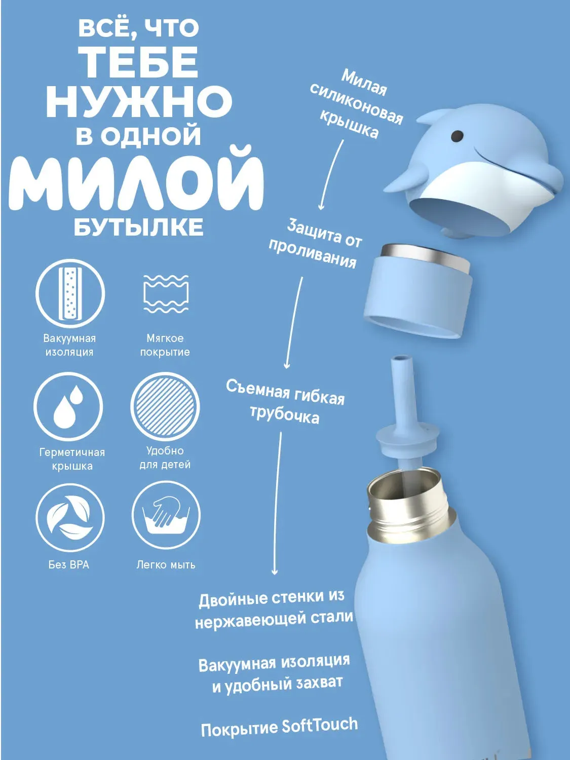 Бутылка Asobu для холодных и горячих напитков Bestie 460 мл