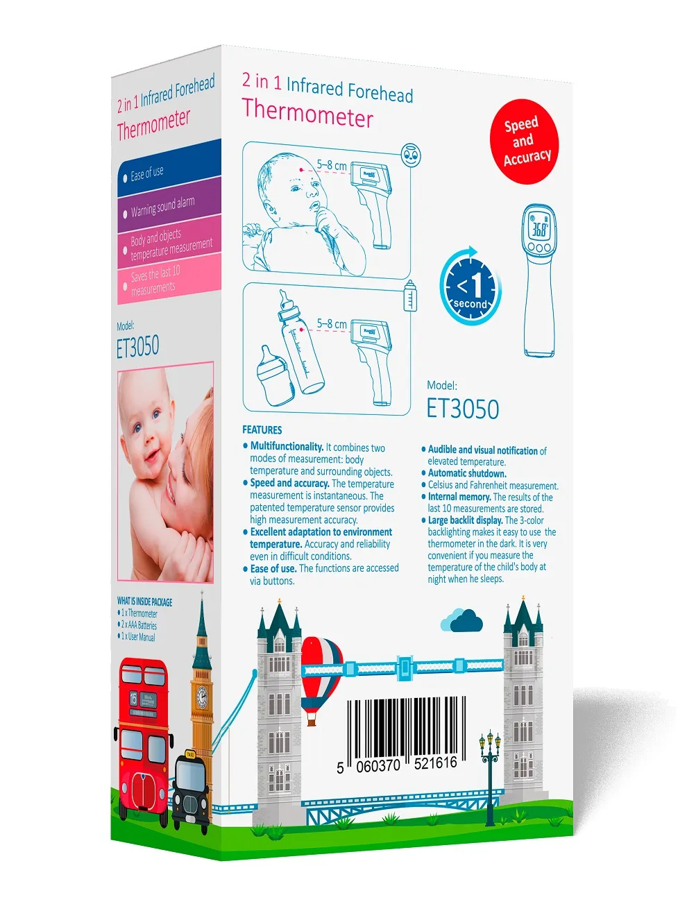 Термометр Ramili инфракрасный лобный (2 в 1) ET3050