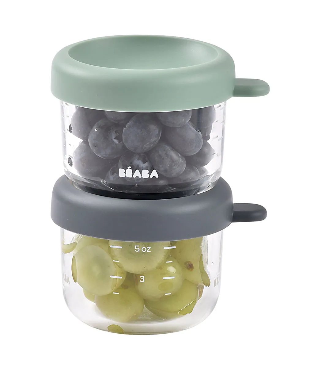 Набор контейнеров Beaba стеклянных, с крышкой (2 шт) 150мл, для хранения продуктов