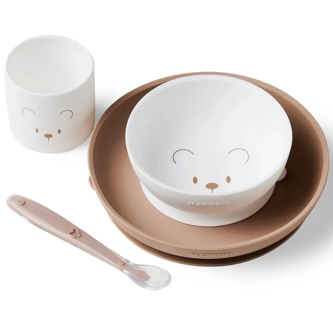 Набор посуды Nattou: 2 тарелки, чашка, ложка (силикон)