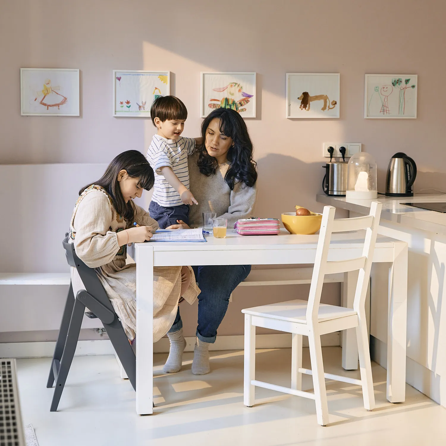 Растущий стульчик Moji by ABC-Design Yippy ВСЁ ВКЛЮЧЕНО pearl, текстиль birch