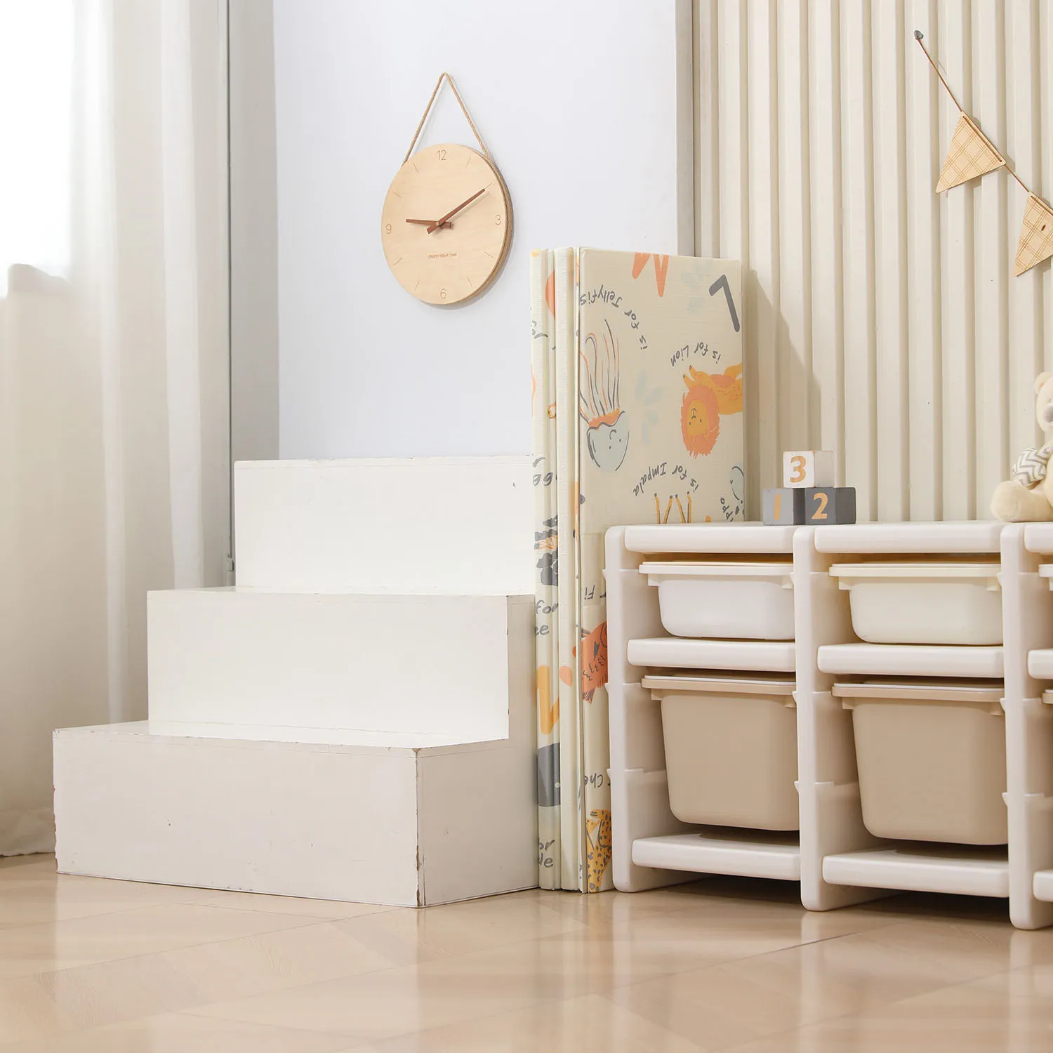 Манеж UNIX Kids Simple 151x151 Color PPSI12GGW + Коврик складной 120x150 см Camel PMLG120CL
