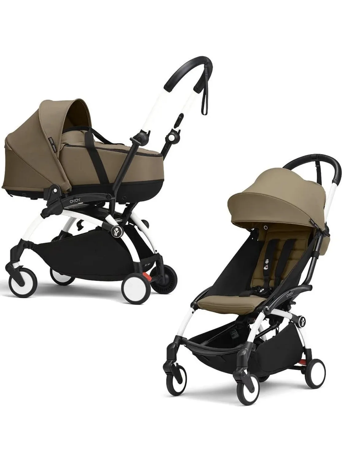 Коляска 2 в 1 Stokke YOYO3 shell, кофейный (toffee), рама белая. Изображение 1
