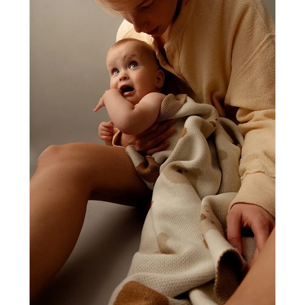 Плед детский LoomKnits Мишки Экрю 80х120 см